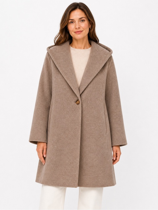 Nwt Fleurette Coat Long Hooded Wool In Sleet Taupe